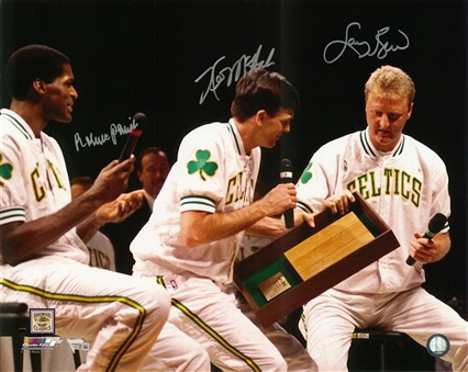 Larry Bird, Kevin McHale & Robert Parish Triple Signed 16x20 Boston Celtics Retirement Photo (Fanatics)